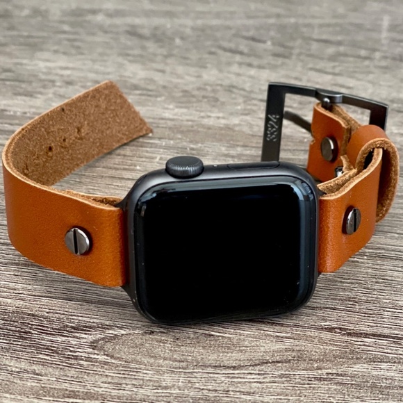 Light Brown Leather Strap Apple iWatch Band Black Jewelry Feminine Bracelet